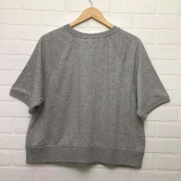 Nwt old Navy crop top sweatshirt short sleeves in Large boxy pull over fleece - Picture 2 of 9